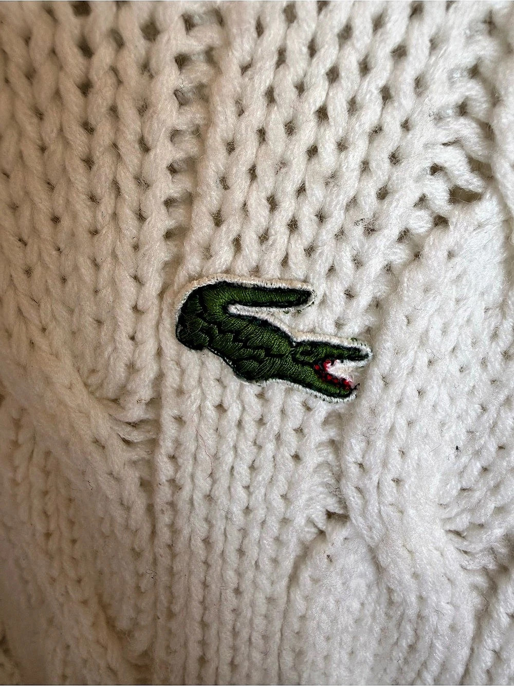 VTG 80s Izod Lacoste 100% Acrylic Cricket Sweater Deep V-Neck Size L - Picture 7 of 17